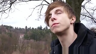 European twink barebacked in public for cash