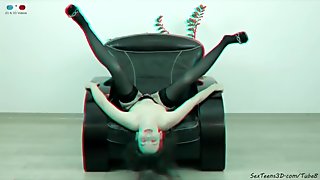Perfect teen girl posing nude 3D backstage