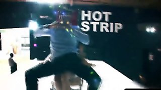 Hot brunette is fucked in public during show