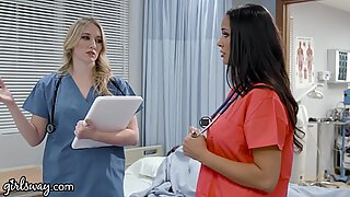 Girlsway Hot Rookie Nurse With Big Tits Has A Wet Pussy Formation With Her Superior