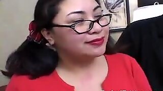 Hot chubby japanese chick takes 2 big cocks