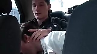 Babe giving blowjob in the car