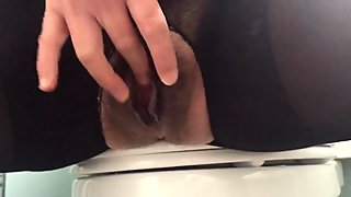 Horny Wife playing with her big lips wet hairy Pussy