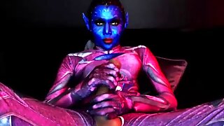 Monster cock Shemale in Avatar makeup