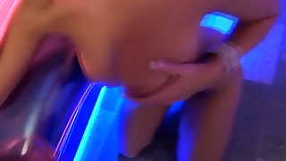 Amateur teen gets tits cumshot at work