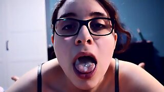 Sucking STEP BROTHERS tiny dick while parents out at a movie. He cums down my throat!