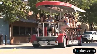 Group of girls pursuaded to flashed their boobs for money