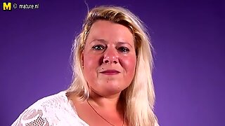 Naughty Dutch BBW mom playing with wet pussy