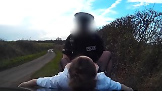 Fake cop bangs busty babe on the bonnet