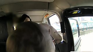 Nasty blonde passenger with tattoos pounded by fake driver