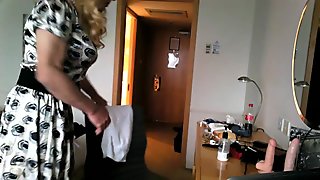 Daniella in satin and the butt plug