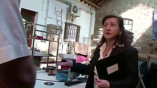 German Mother in Stockings Seduce to Fuck on Work