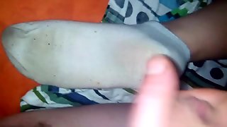Cum on Girlfriends feets in white socks